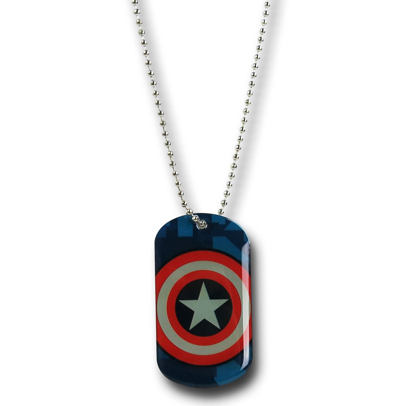 Captain America Camo Dog Tag Necklace, Blue