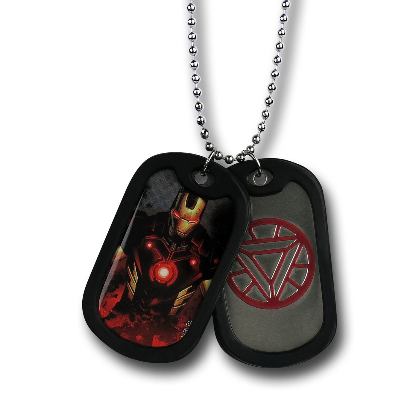 Iron Man Symbol & Image Dog Tag Necklace, Black