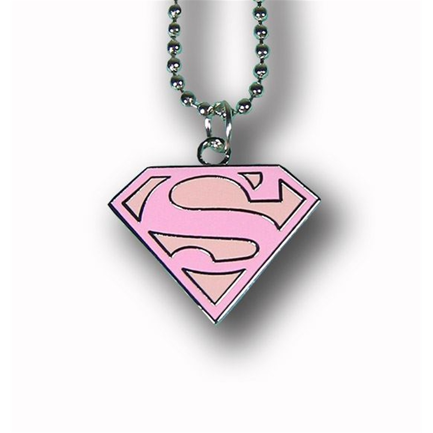 Supergirl Pink Symbol Metal Necklace, Pink