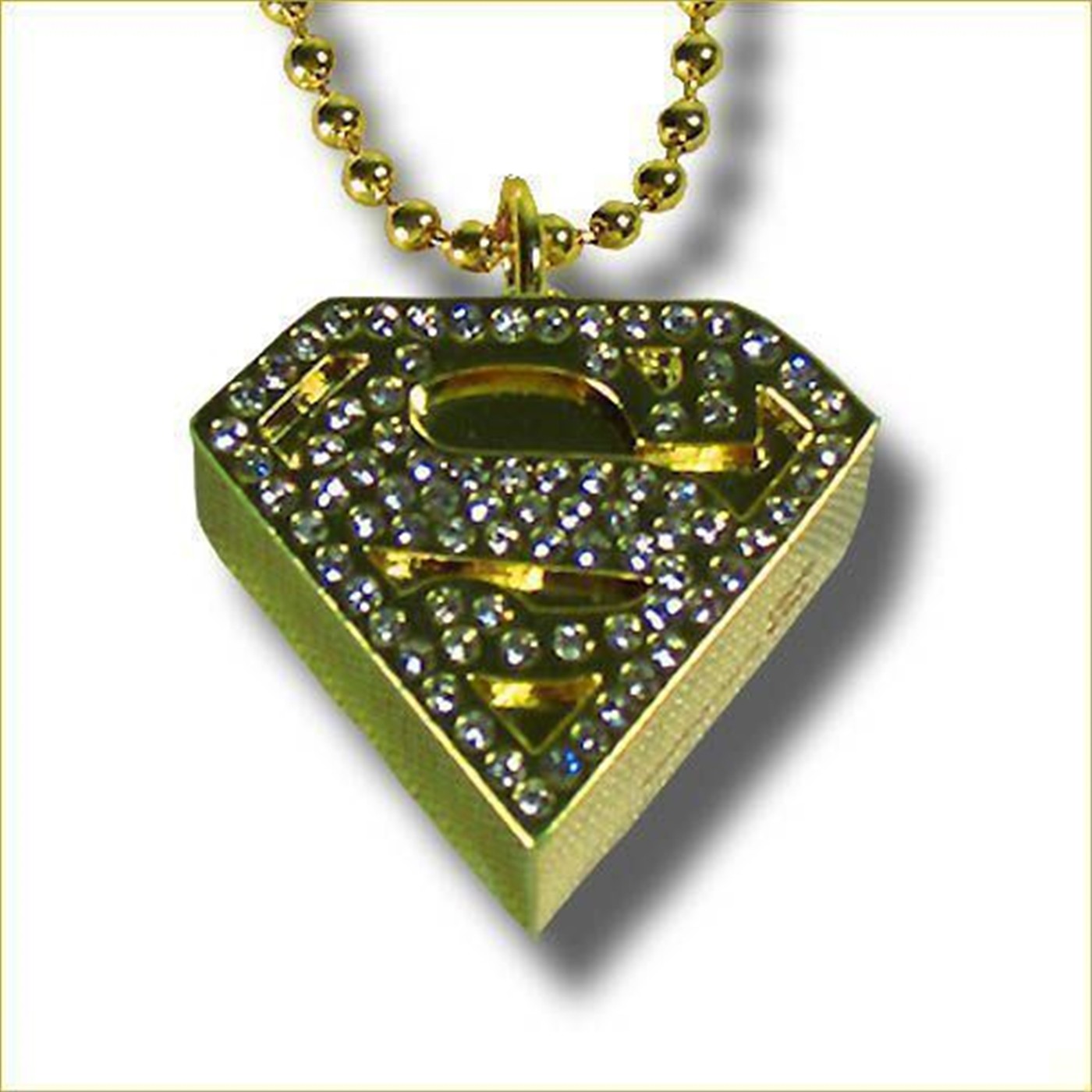 Superman Gold Rhinestone Necklace