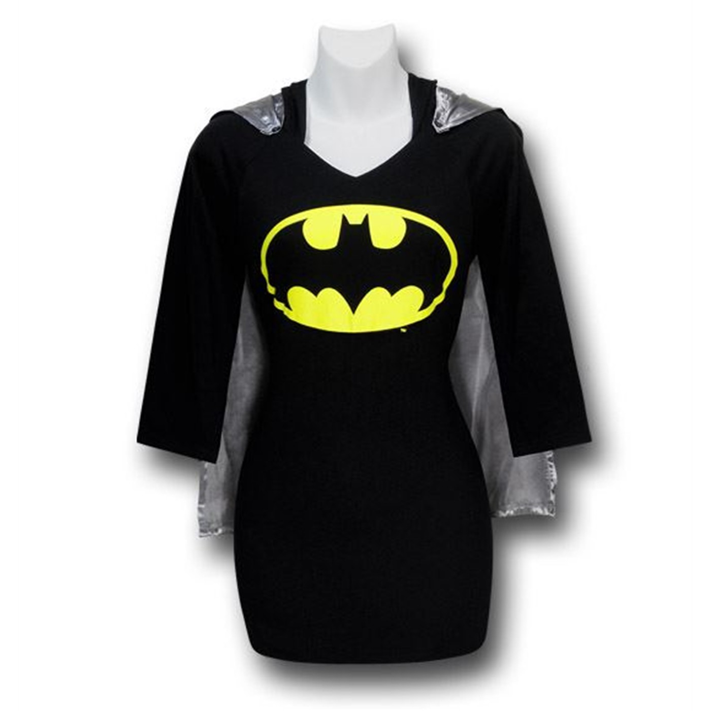 Batgirl Women's Night Shirt w/Hood and Cape, Black