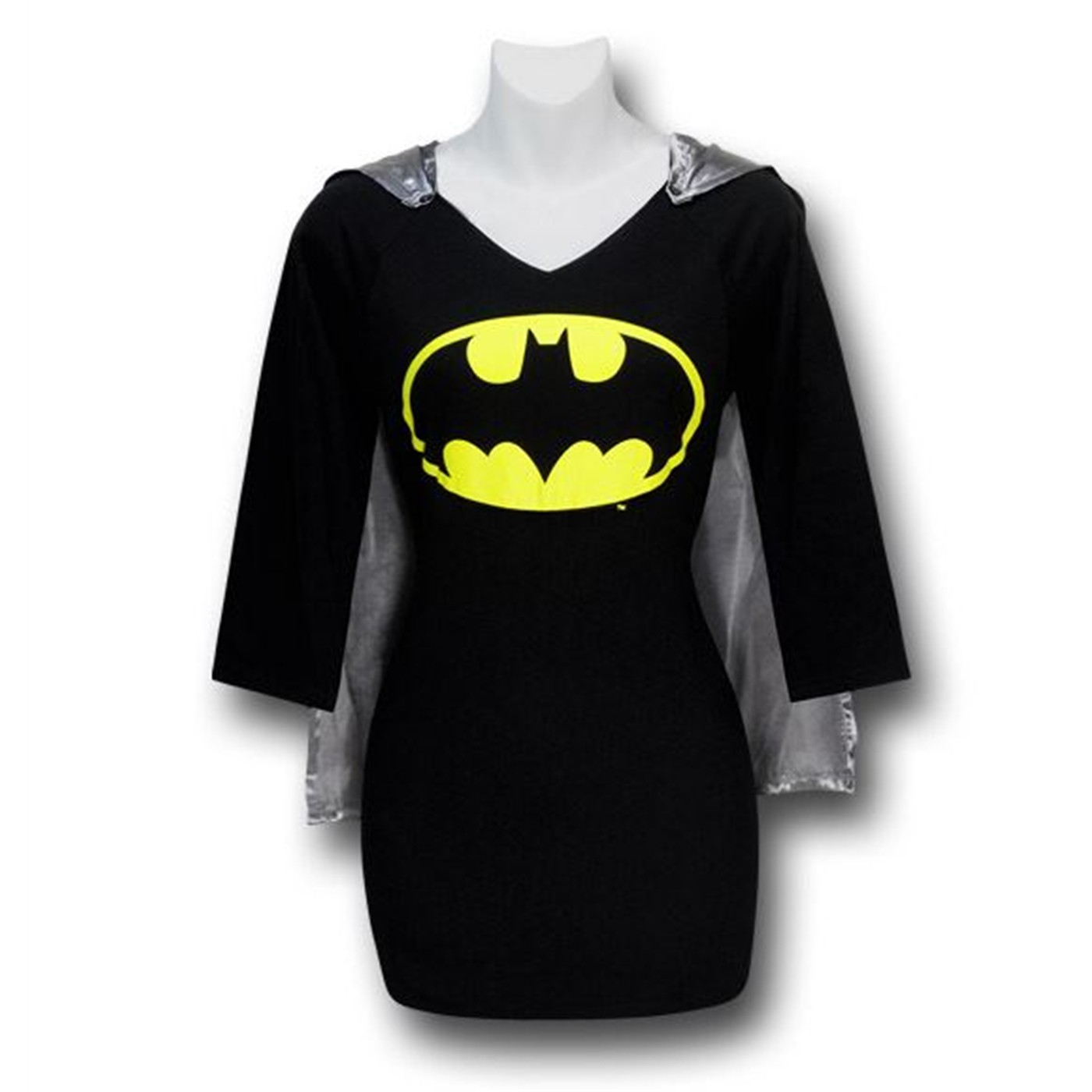 Batgirl Junior Womens Night Shirt with Cape, Black