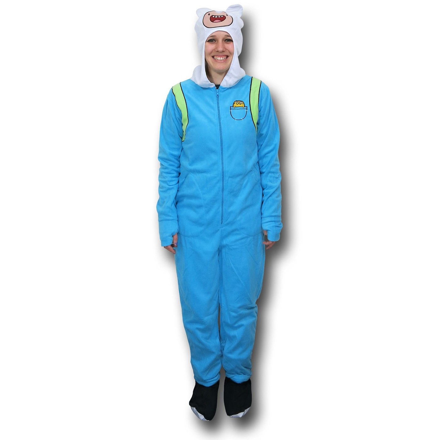 Adventure Time Finn Footed Hooded Pajamas, Blue