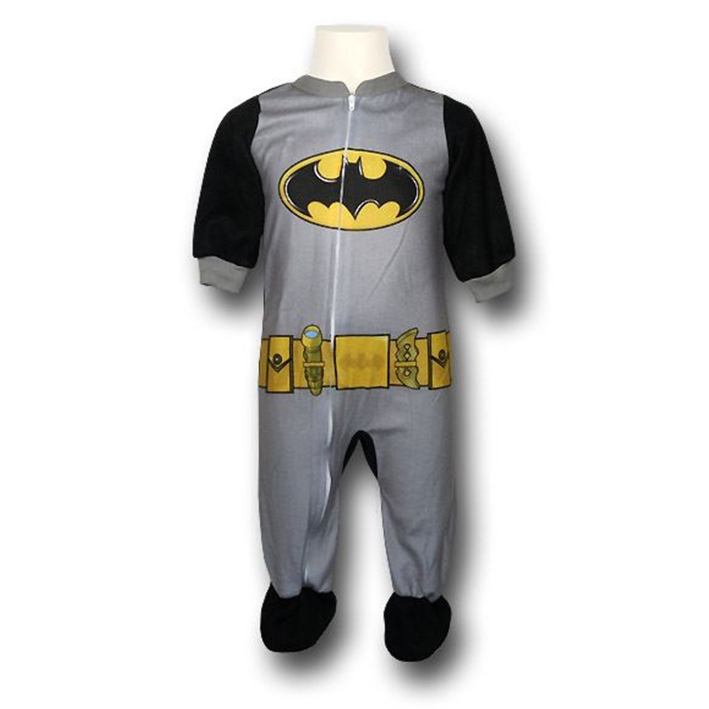 Batman Childrens One Piece Fleece Footie Pajamas, Grey