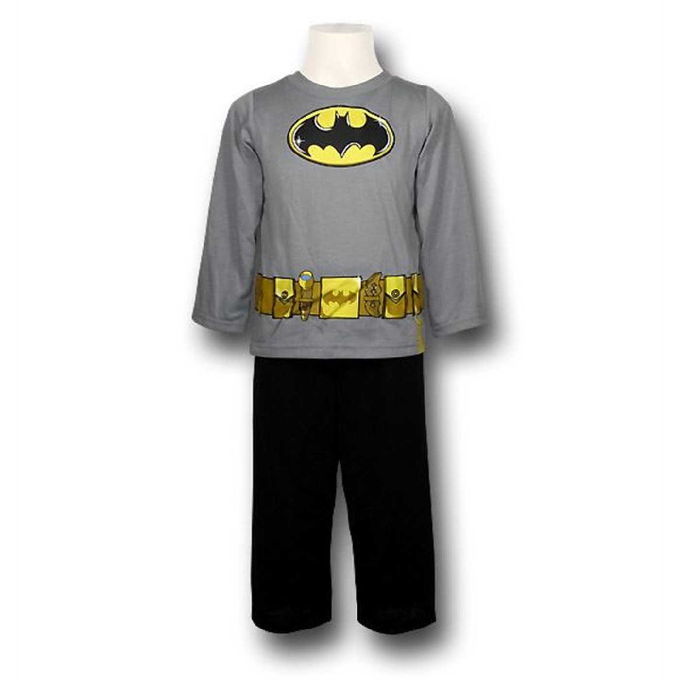 Batman Symbol Black Pant Pajamas W/Cape, Grey