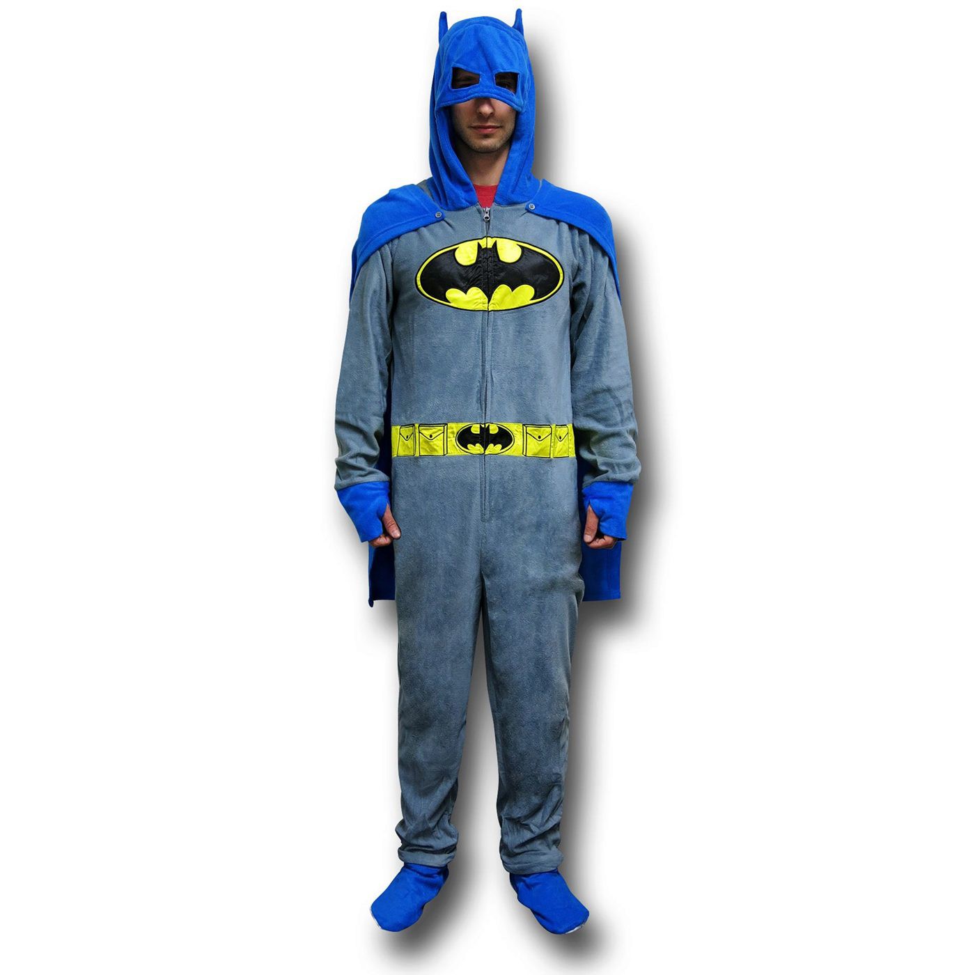 Batman Grey Union Suit Pajamas w/Cape and Cowl, Grey
