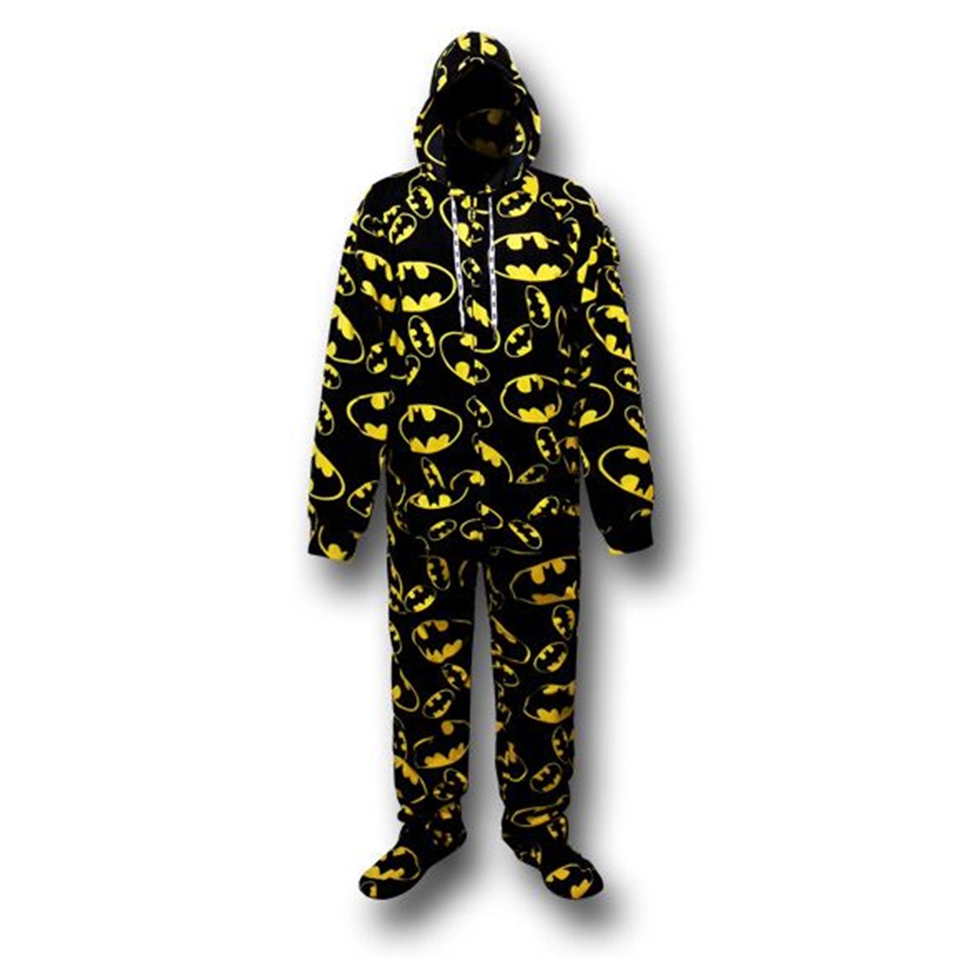 Batman Symbols Footed Hooded Pajamas, Black