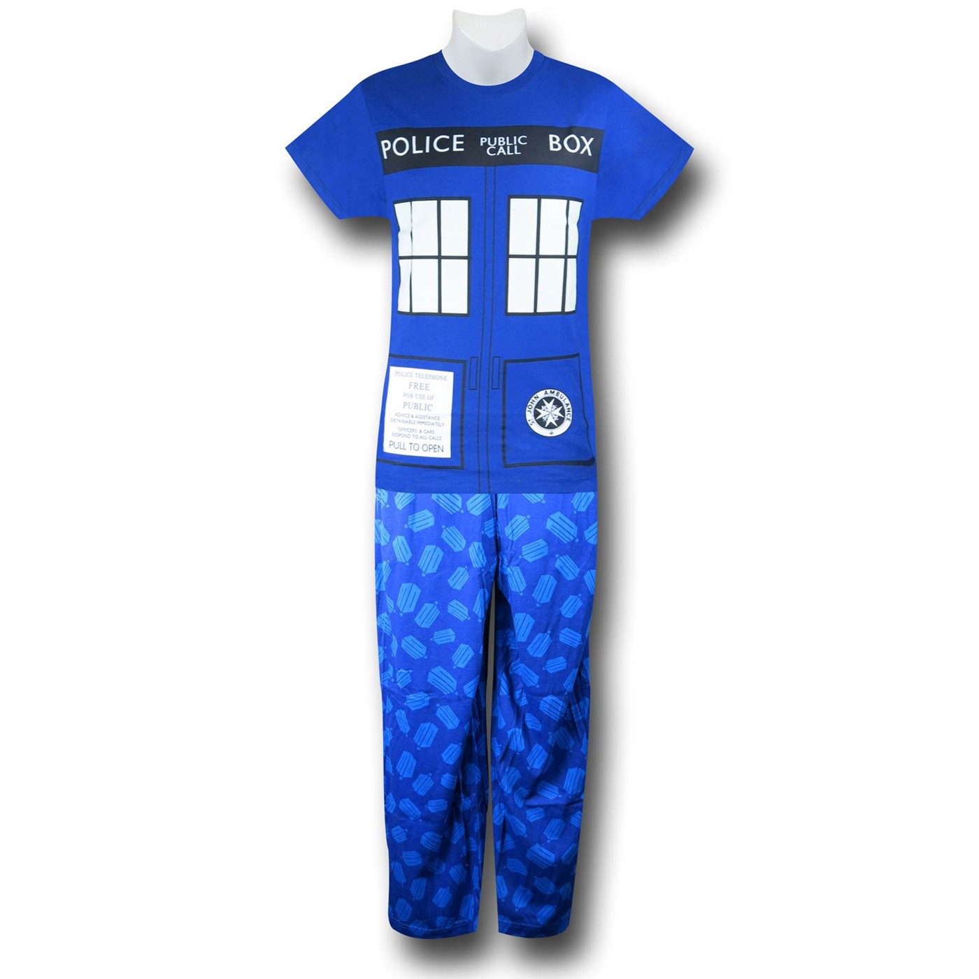 Dr. Who Pajama Glow Shirt & Pants Womens Set, Blue