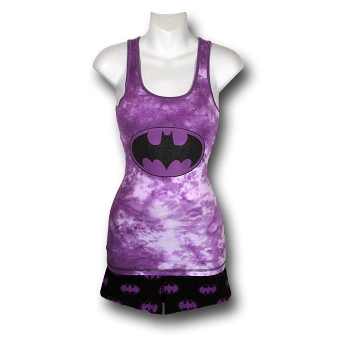 Batgirl Juniors Tie Dye Tank Top Boy Shorts Set, Purple