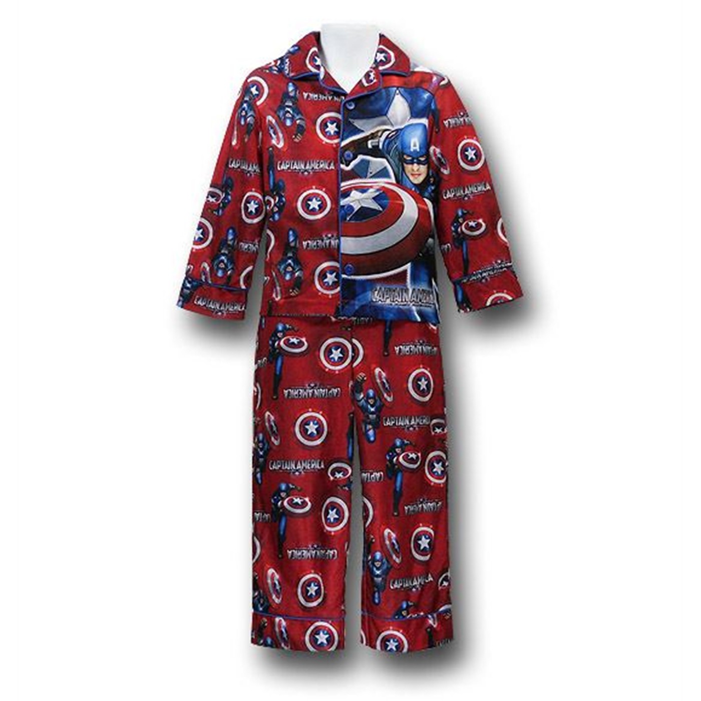 Captain America Kids Button Pajama Set, Red