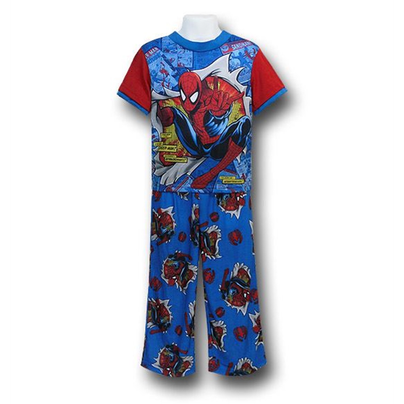 Spiderman Burst Kids 3 Piece Pajamas Set, Blue