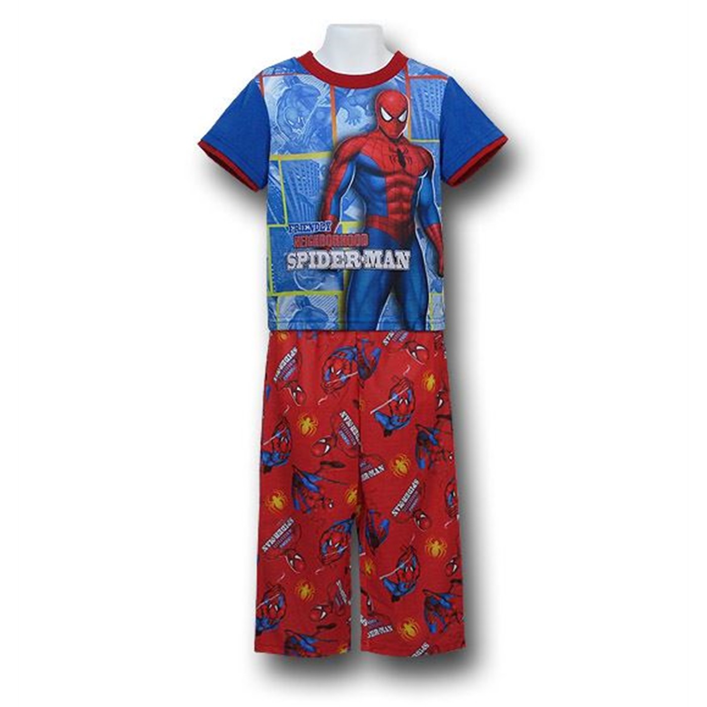 Spiderman Panels Kids Pajama Set, Blue