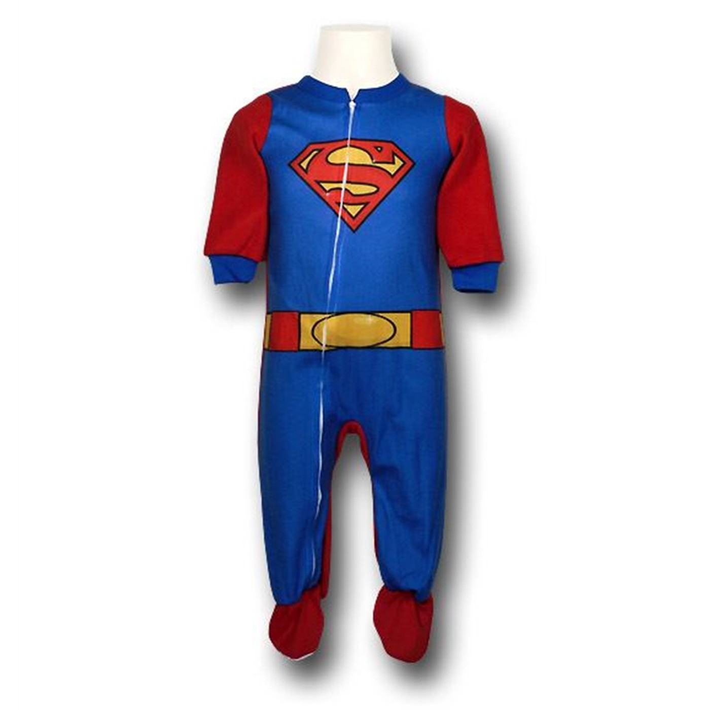Superman Childrens One Piece Fleece Footie Pajamas, Blue