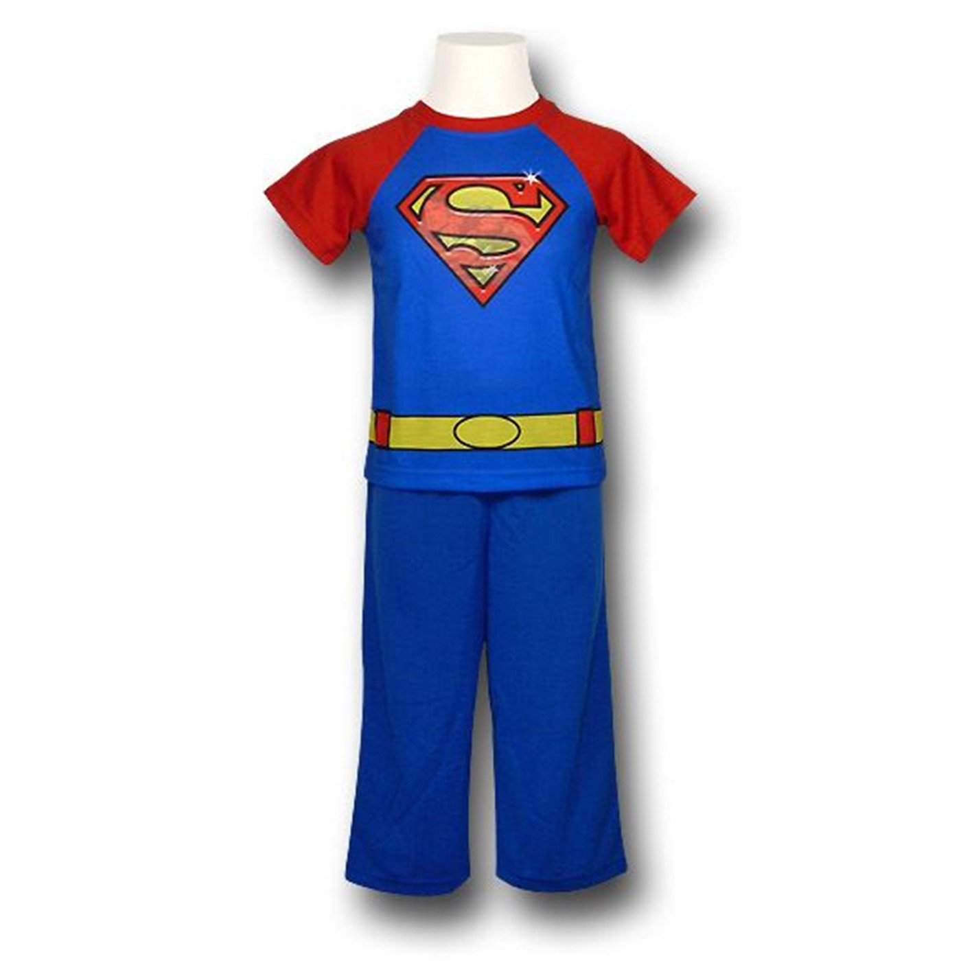 Superman Kids Blue Pant Image Symbol Pajamas W/Cape, Blue