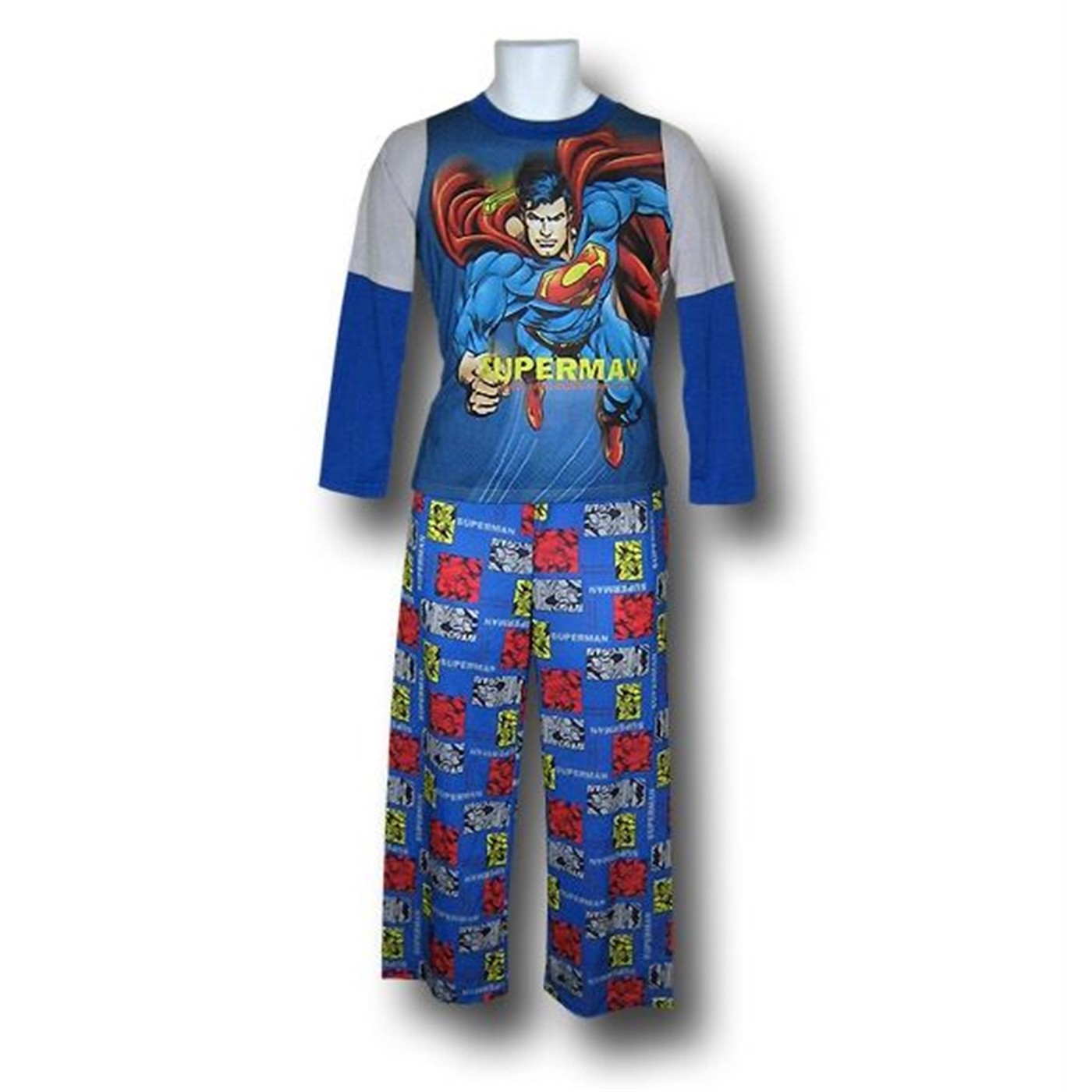 Superman Youth Truth and Justice Long Sleeve Pajamas, Blue