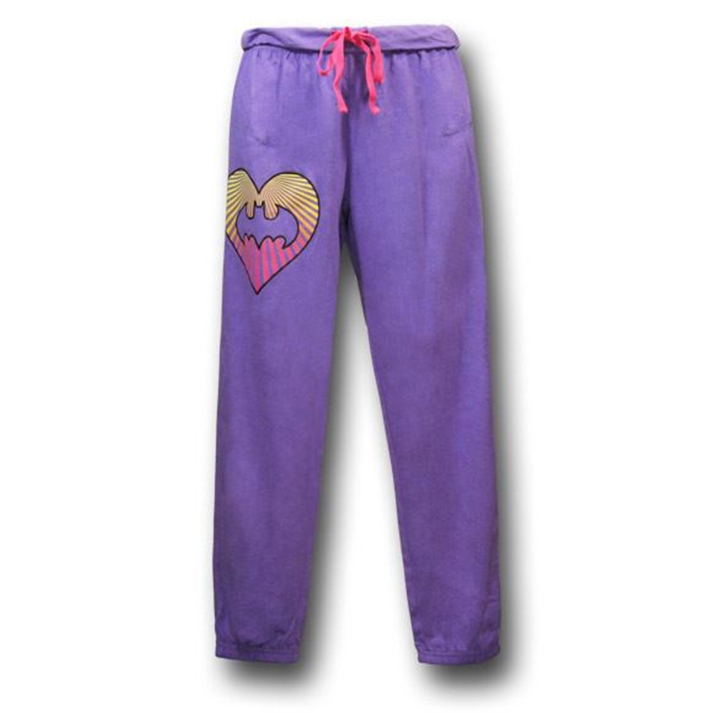 Batgirl Heart Women's Drawstring Crop Pants, Purple