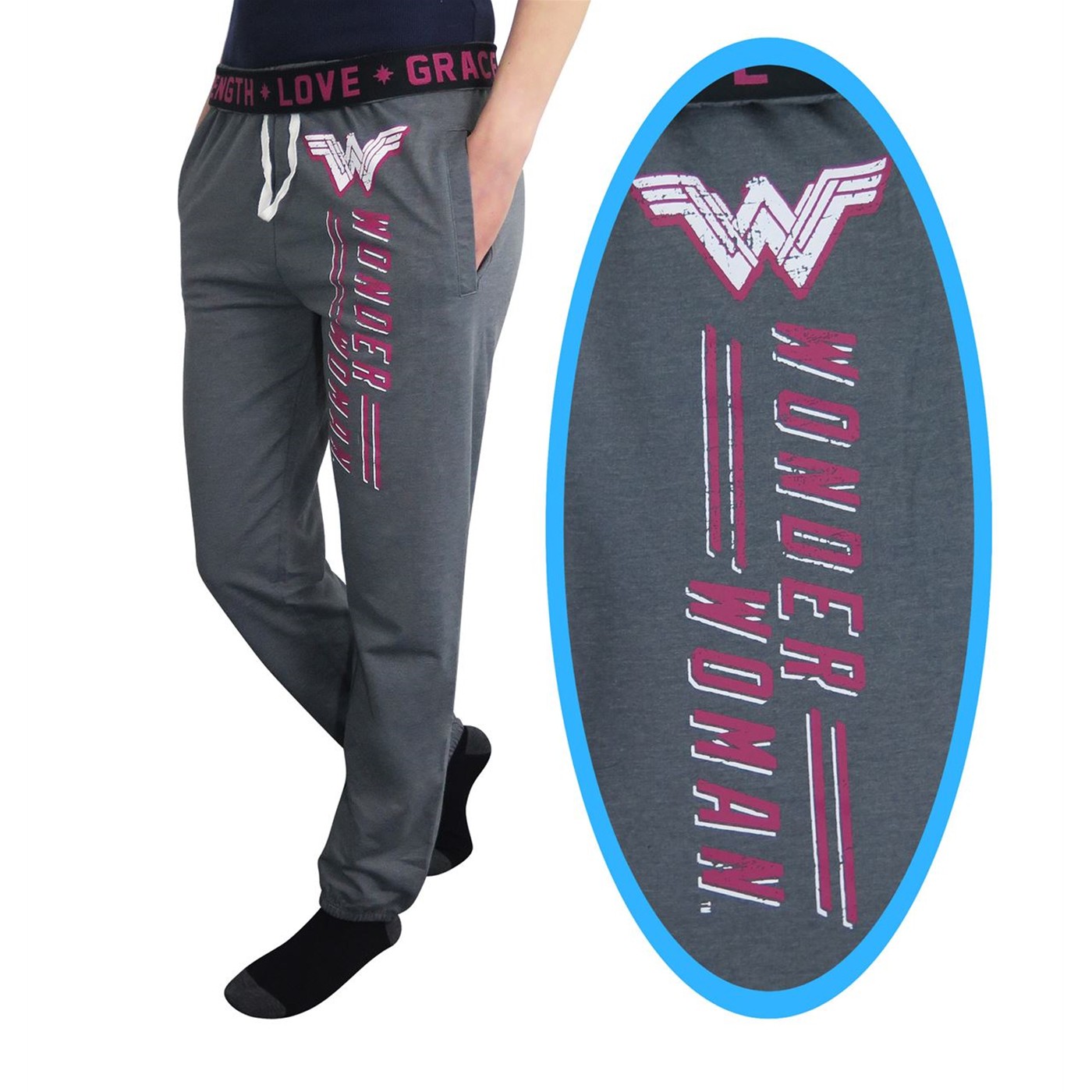 Wonder Woman Dye Heather Women's Jogger Pants, Grey