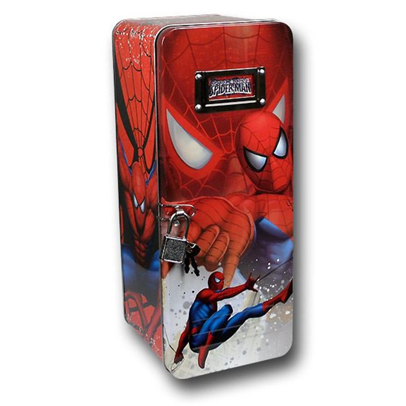 Spiderman Locker Tin w/Lock & Key, Red