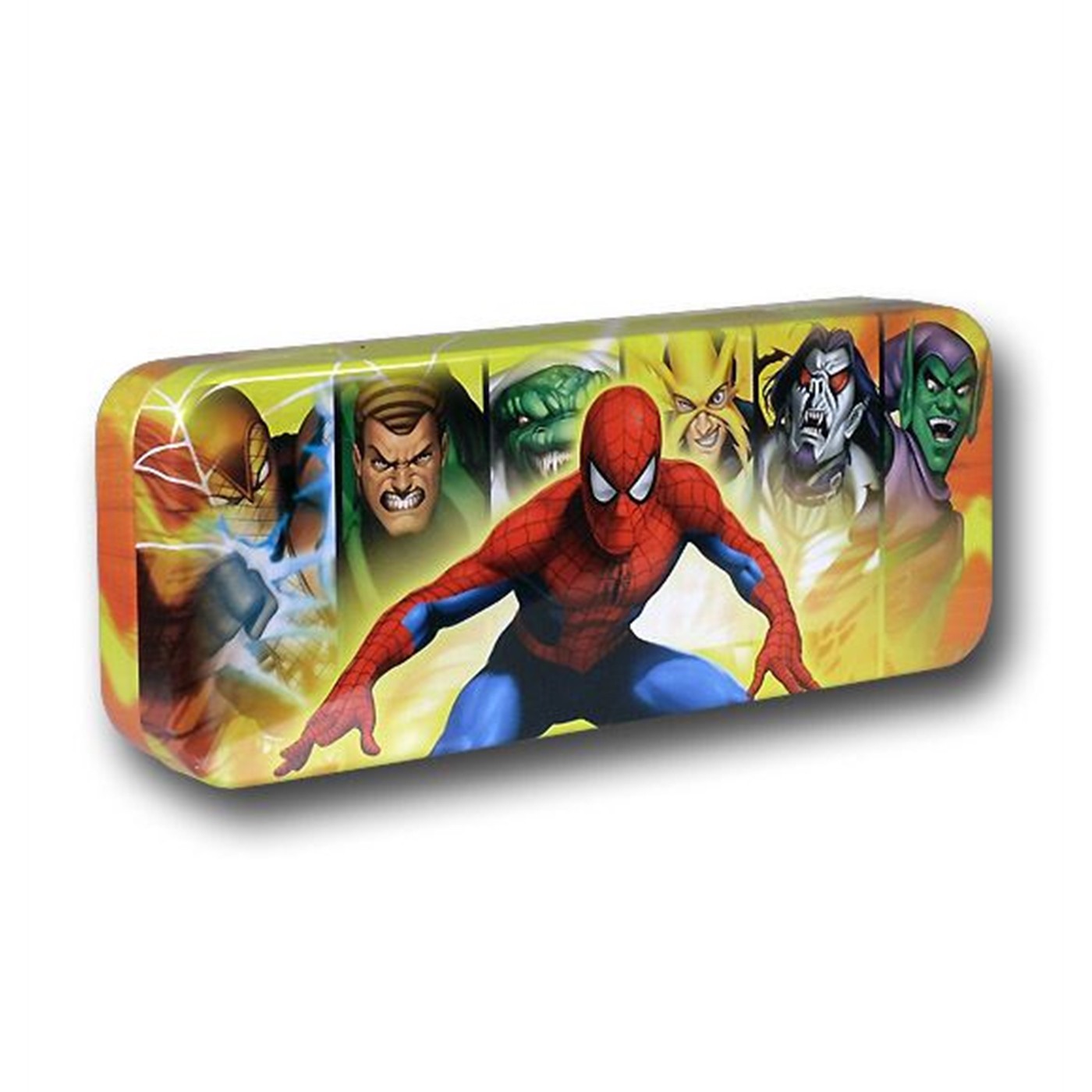 Spiderman Villains Yellow Tin Pencil Box, Yellow
