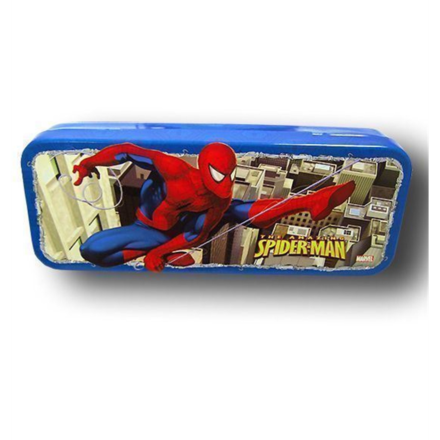 Spiderman One Handed Swinging Blue Pencil Box