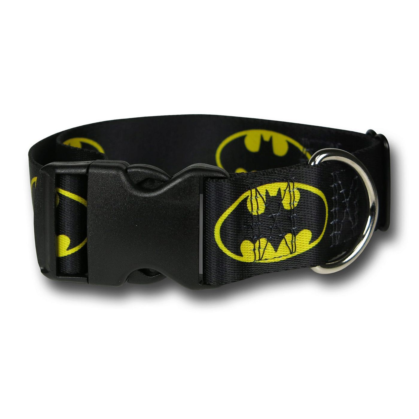 Batman Symbol Plastic Clasp Dog Collar, Black
