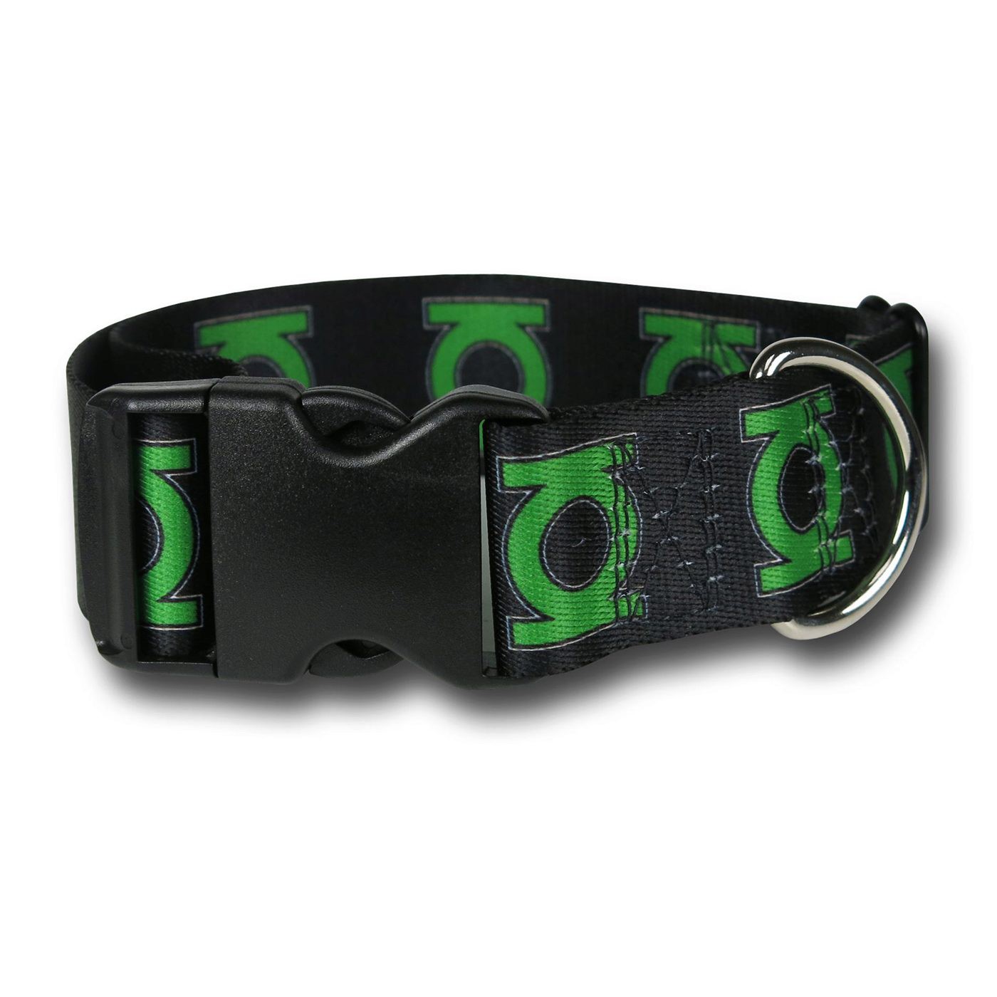 Green Lantern Symbol Plastic Clasp Dog Collar, Black
