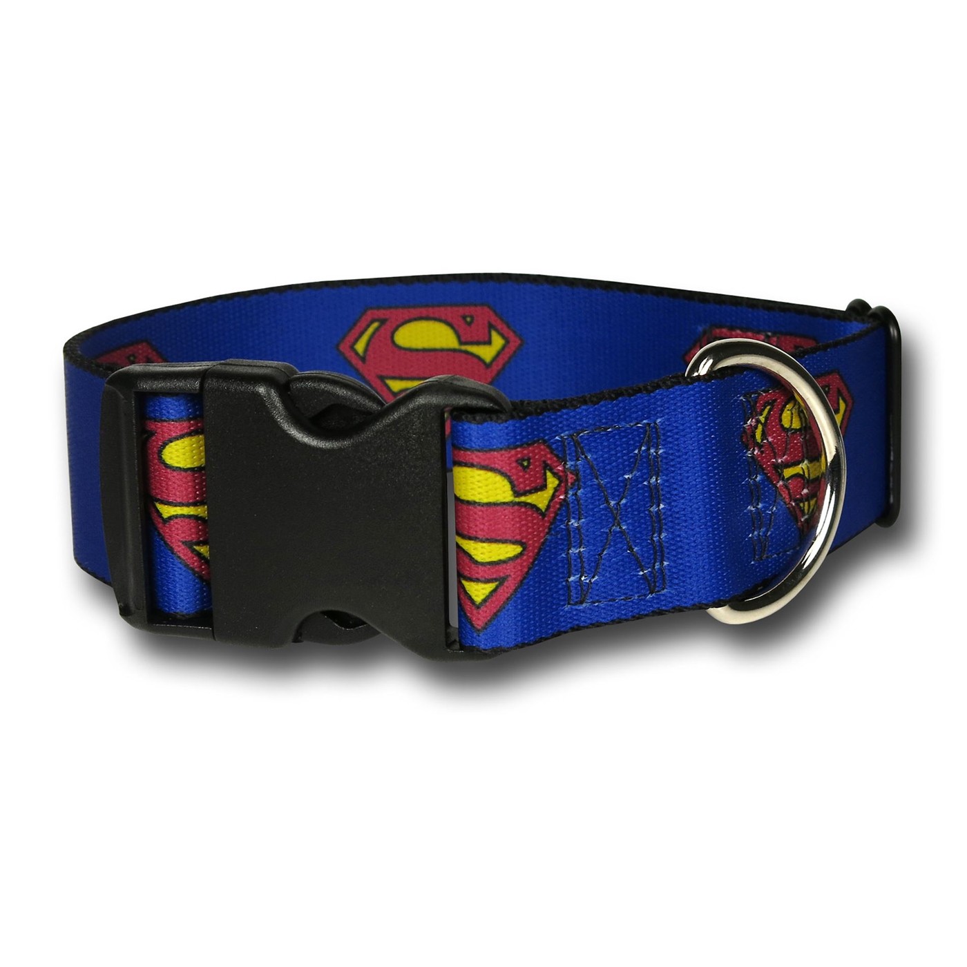 Superman Symbol Plastic Clasp Dog Collar, Blue