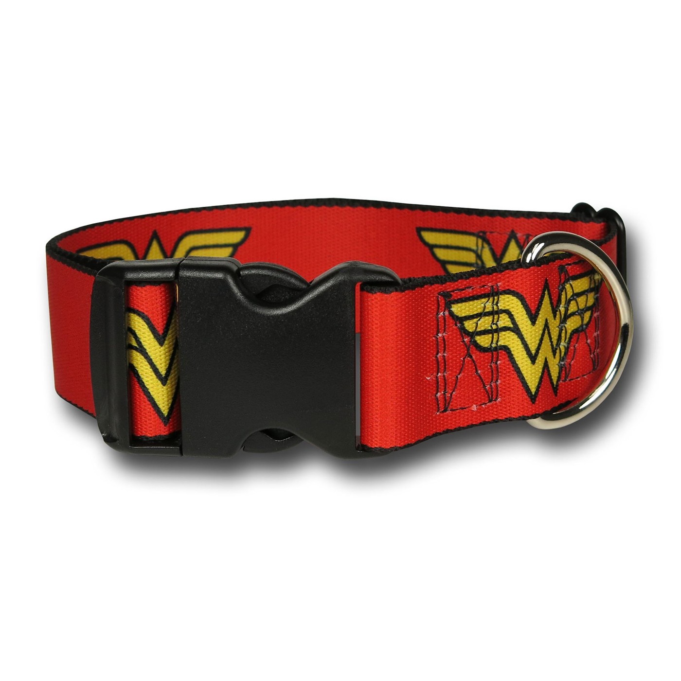 Wonder Woman Symbol Plastic Clasp Dog Collar, Red