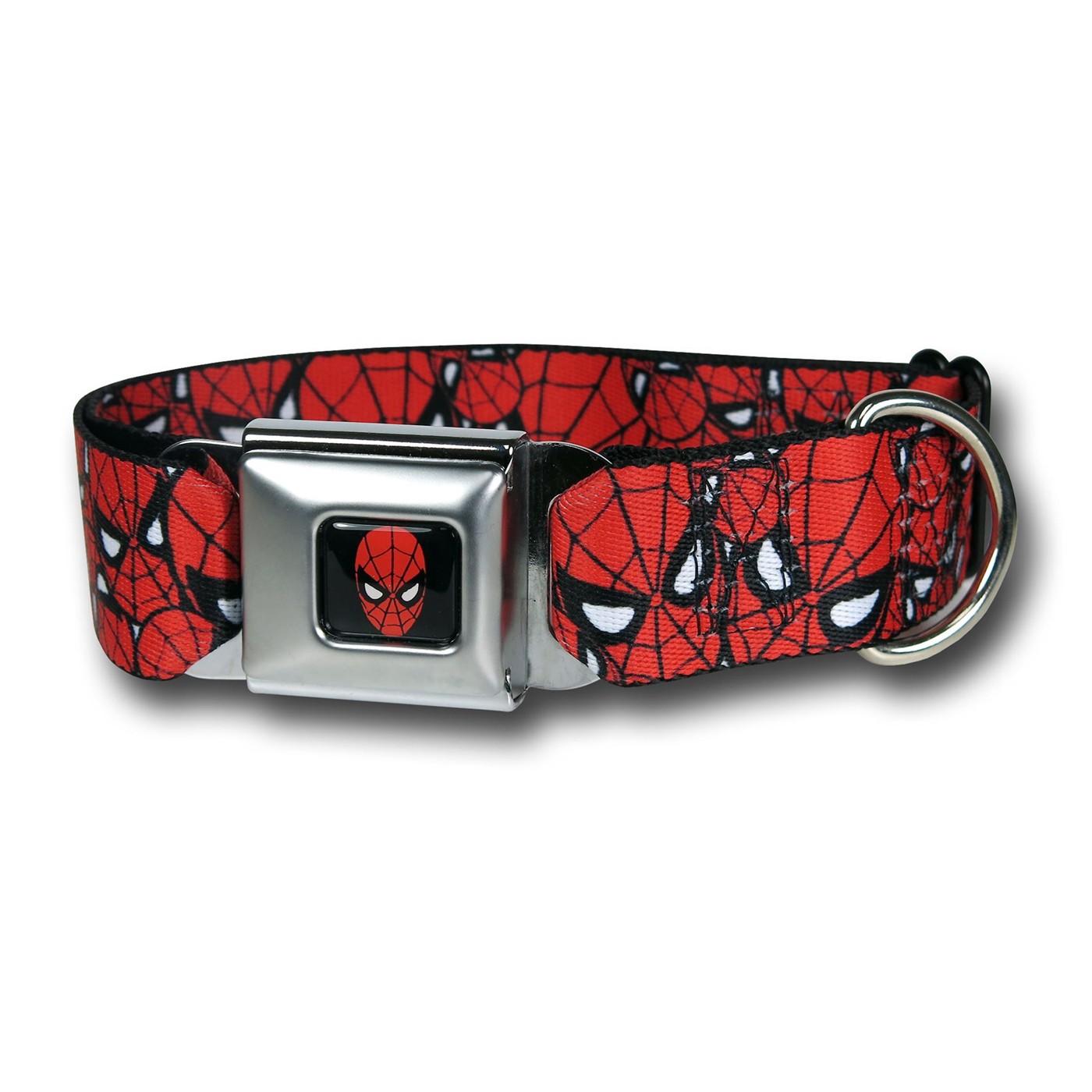 Spiderman Faces Red Seatbelt Dog Collar, Red