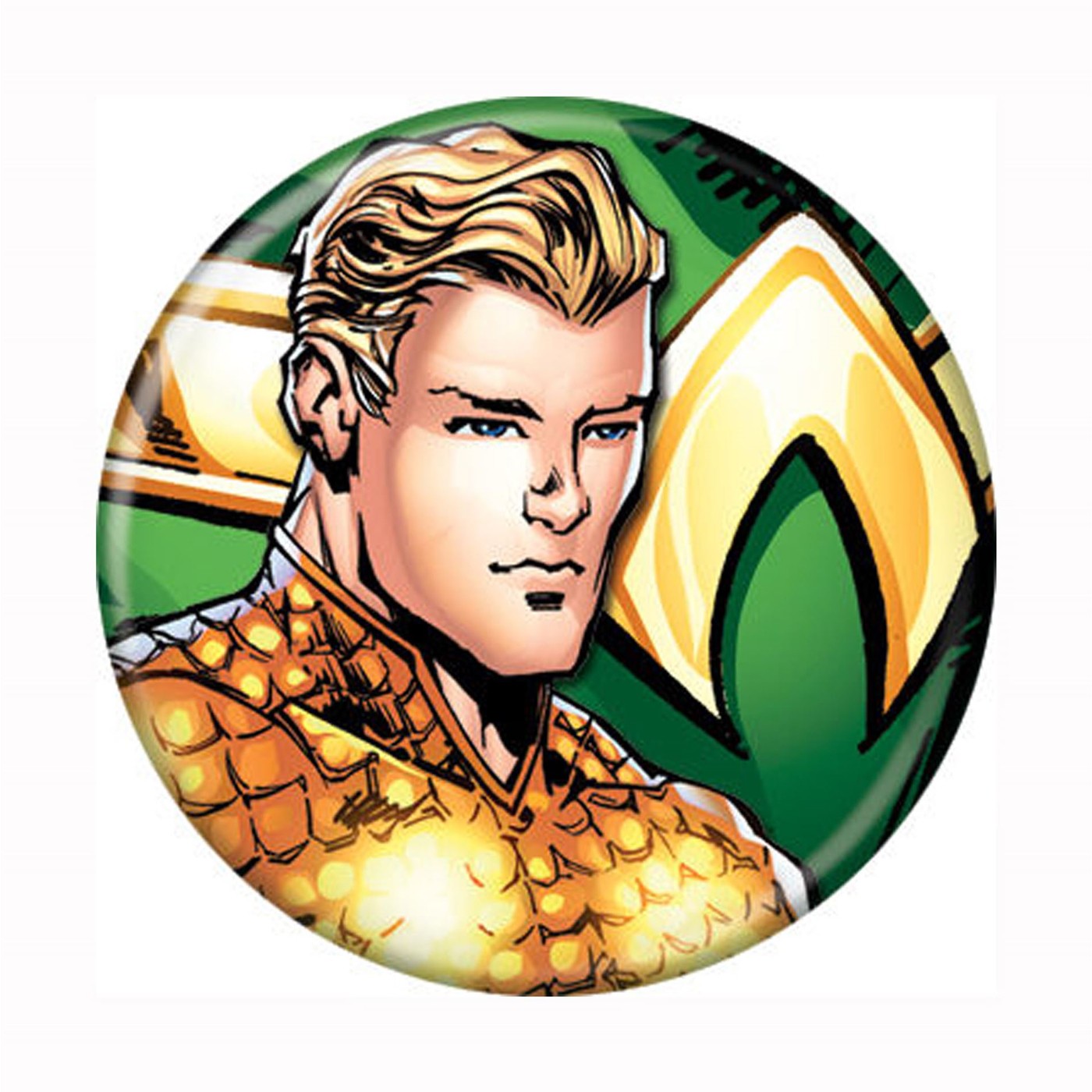 Aquaman Headshot New 52 Button, Green