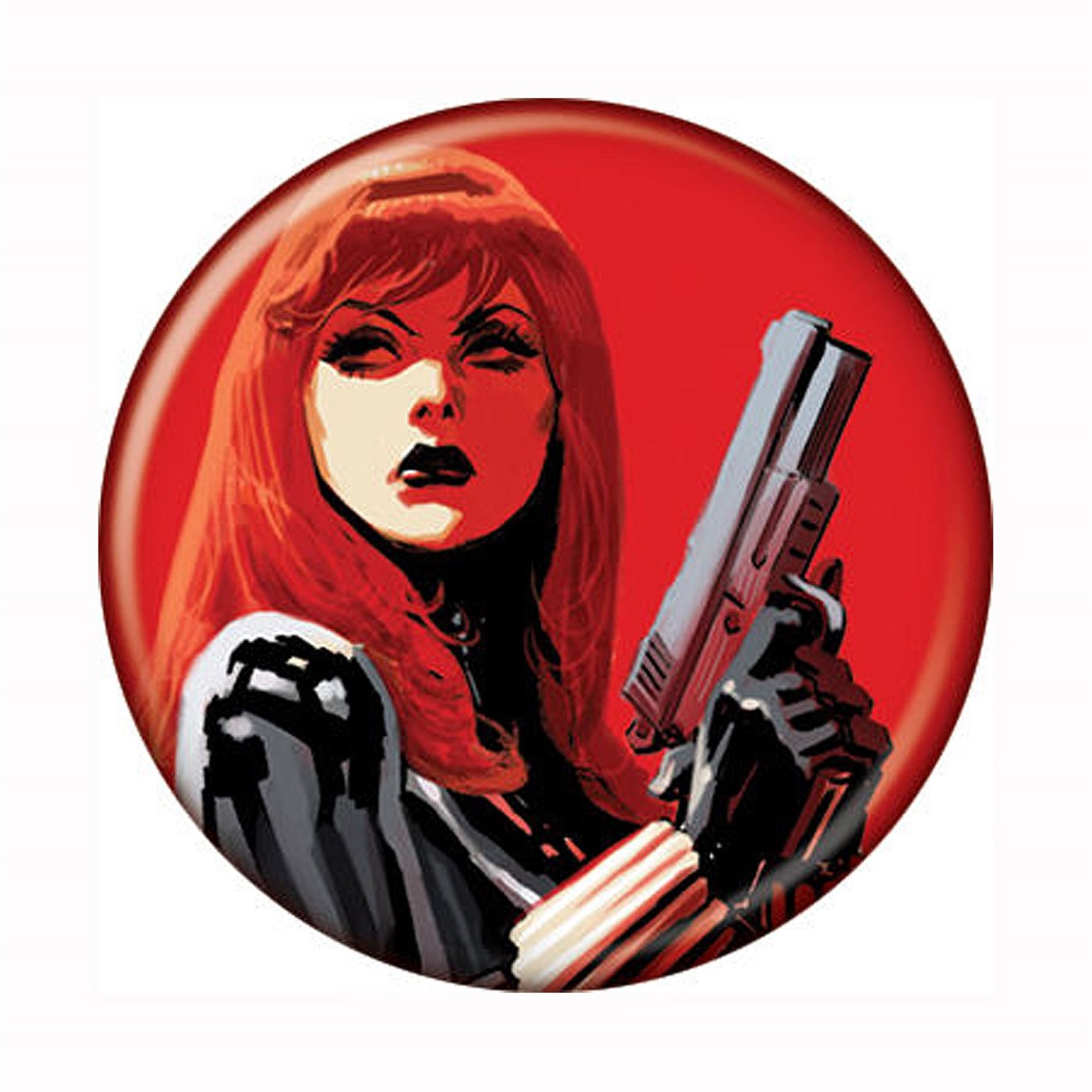 Black Widow Gun Raised Red Button, Red