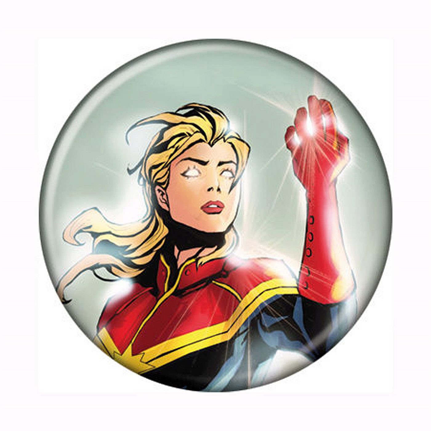 Captain Marvel Fist Raised Button, Red