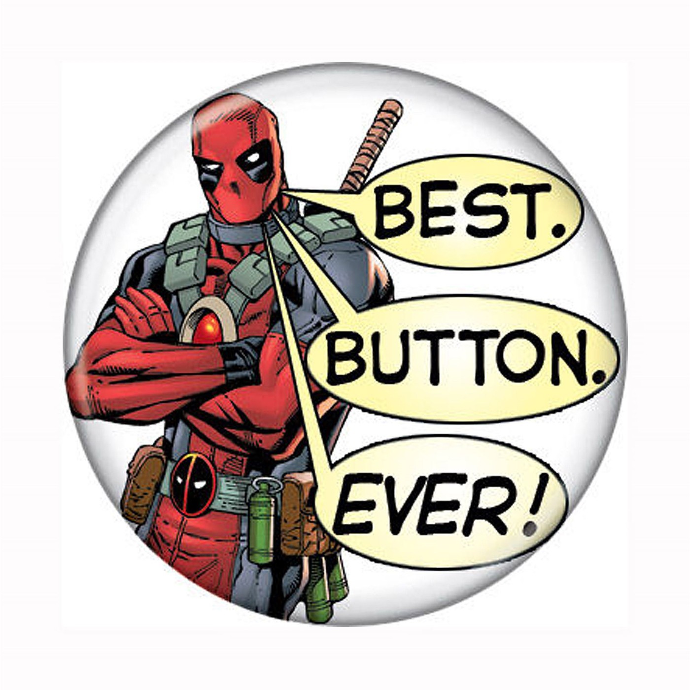 Deadpool Best Button Ever Button, White