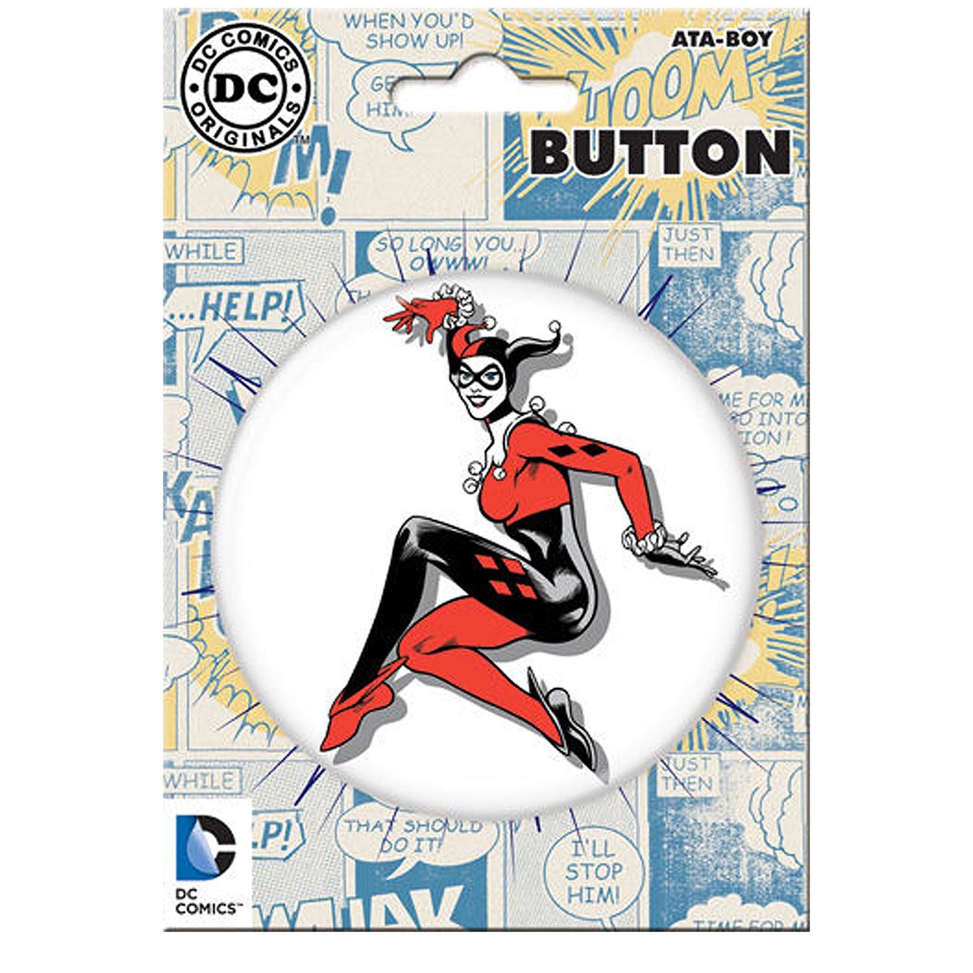 Harley Quinn Pose 3' Button, White