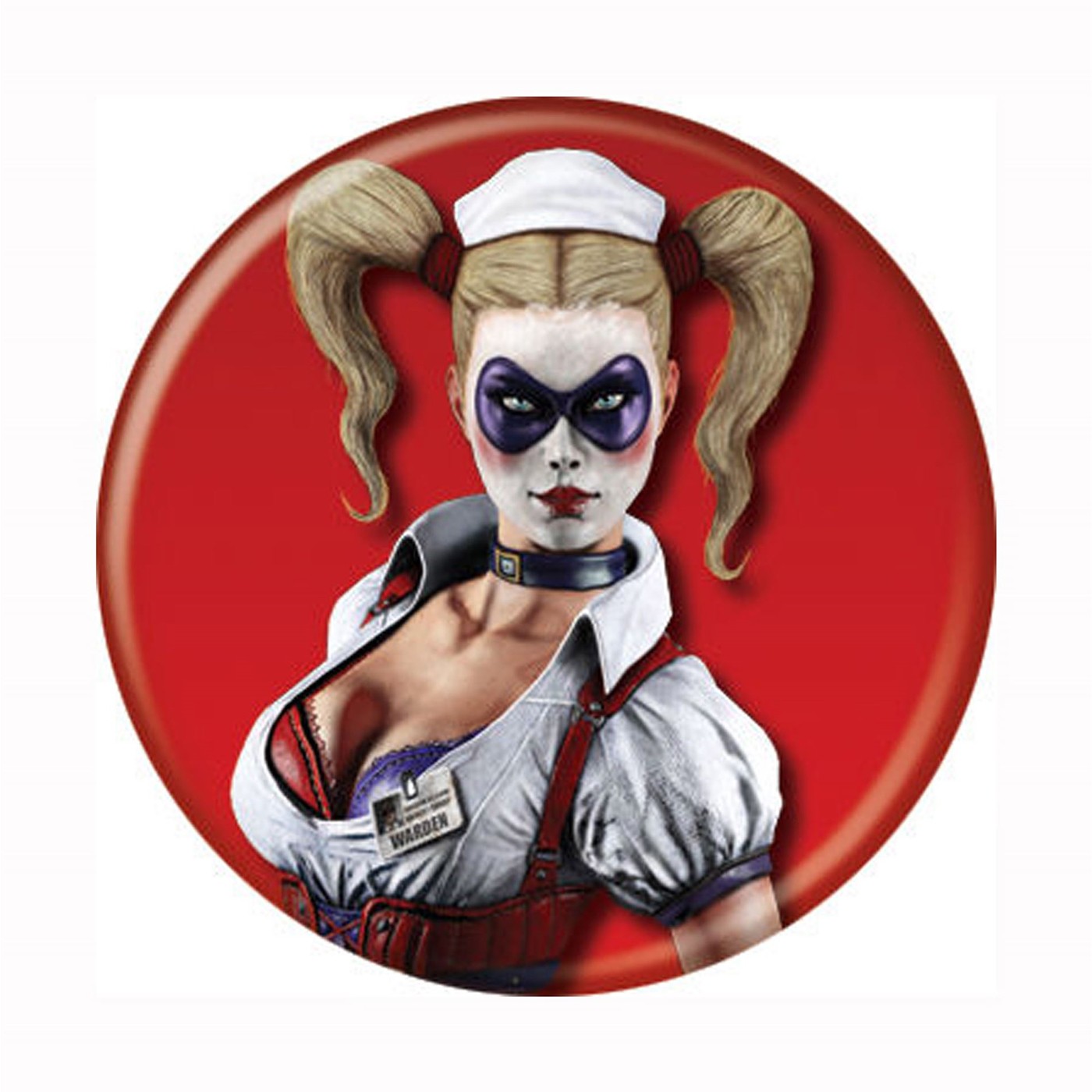Harley Quinn Arkham Nurse Button, Black
