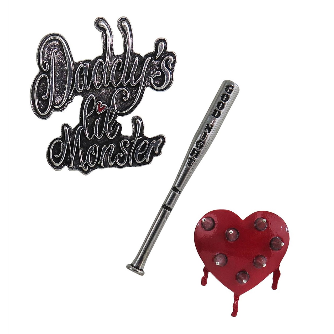 Harley Quinn Lapel Set of 3, Red