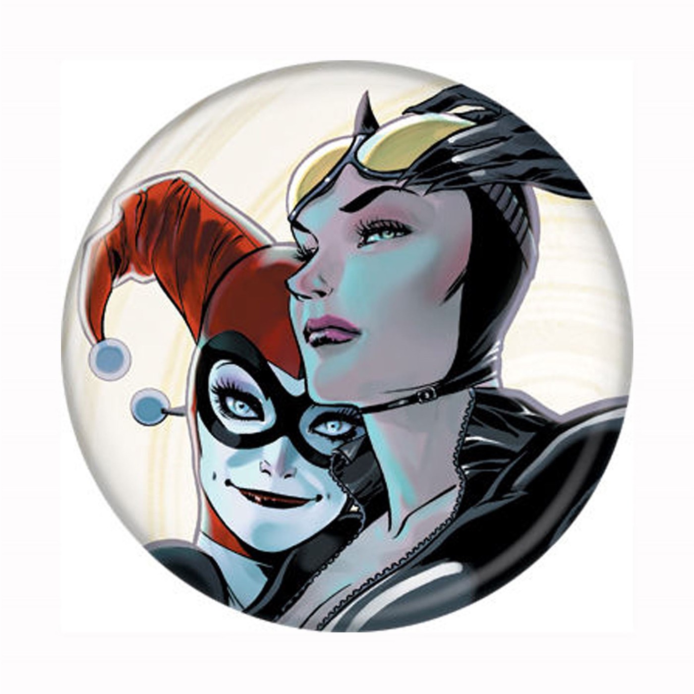 Catwoman & Harley Quinn Button, White