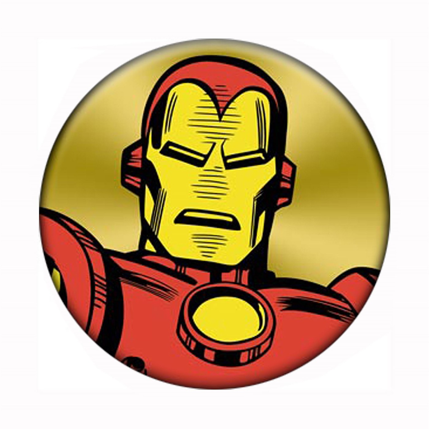 Iron Man Close Up Mega Button, Yellow