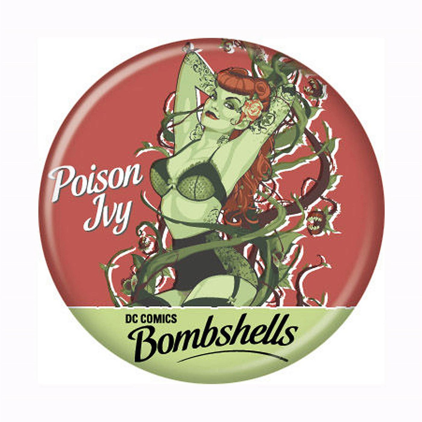 Poison Ivy DC Bombshells Button, Red