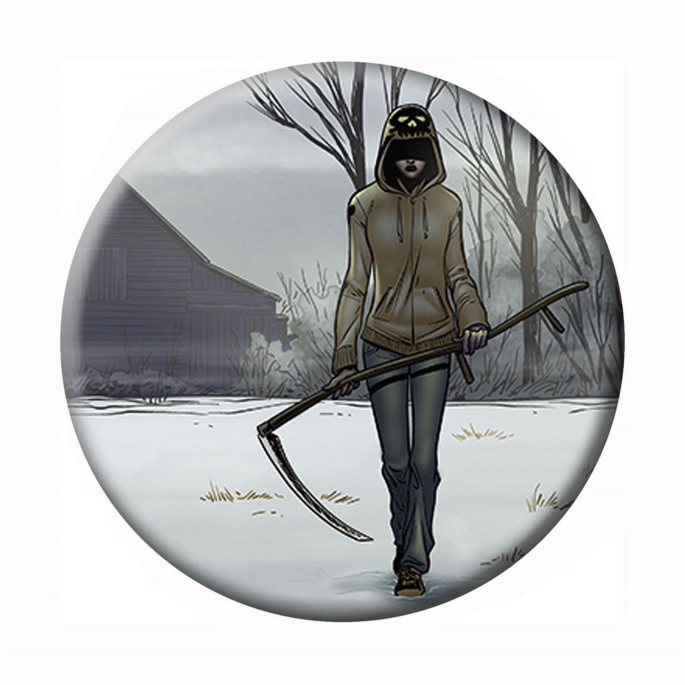 Revival Em Scythe Button, Grey