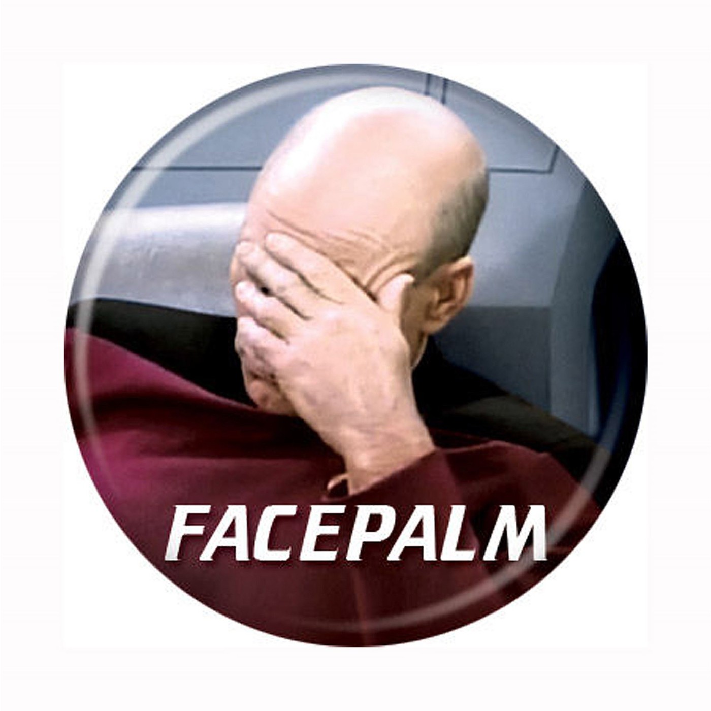 Star Trek Face Palm Button, Grey
