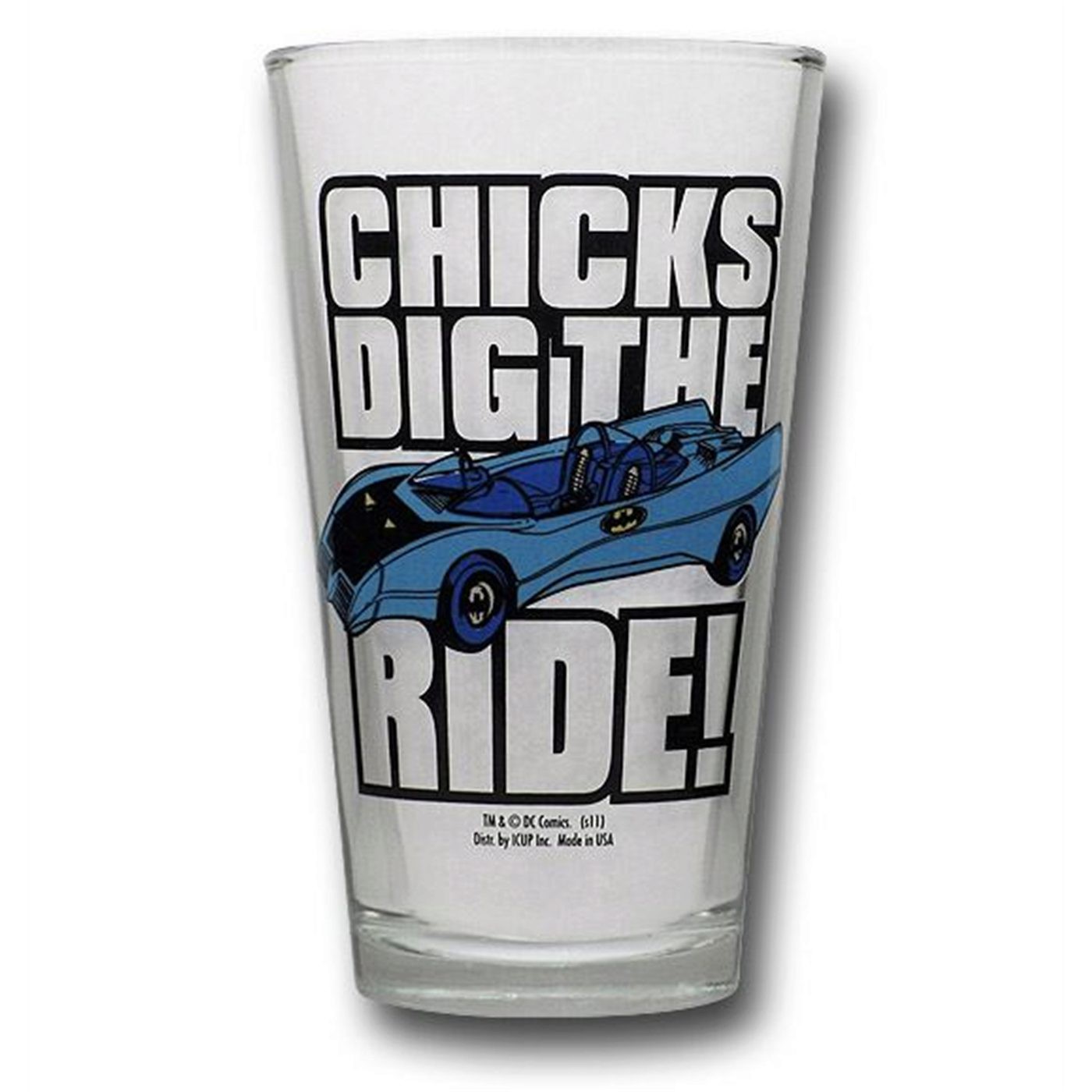 Batman Chicks Dig The Ride Clear Pint Glass