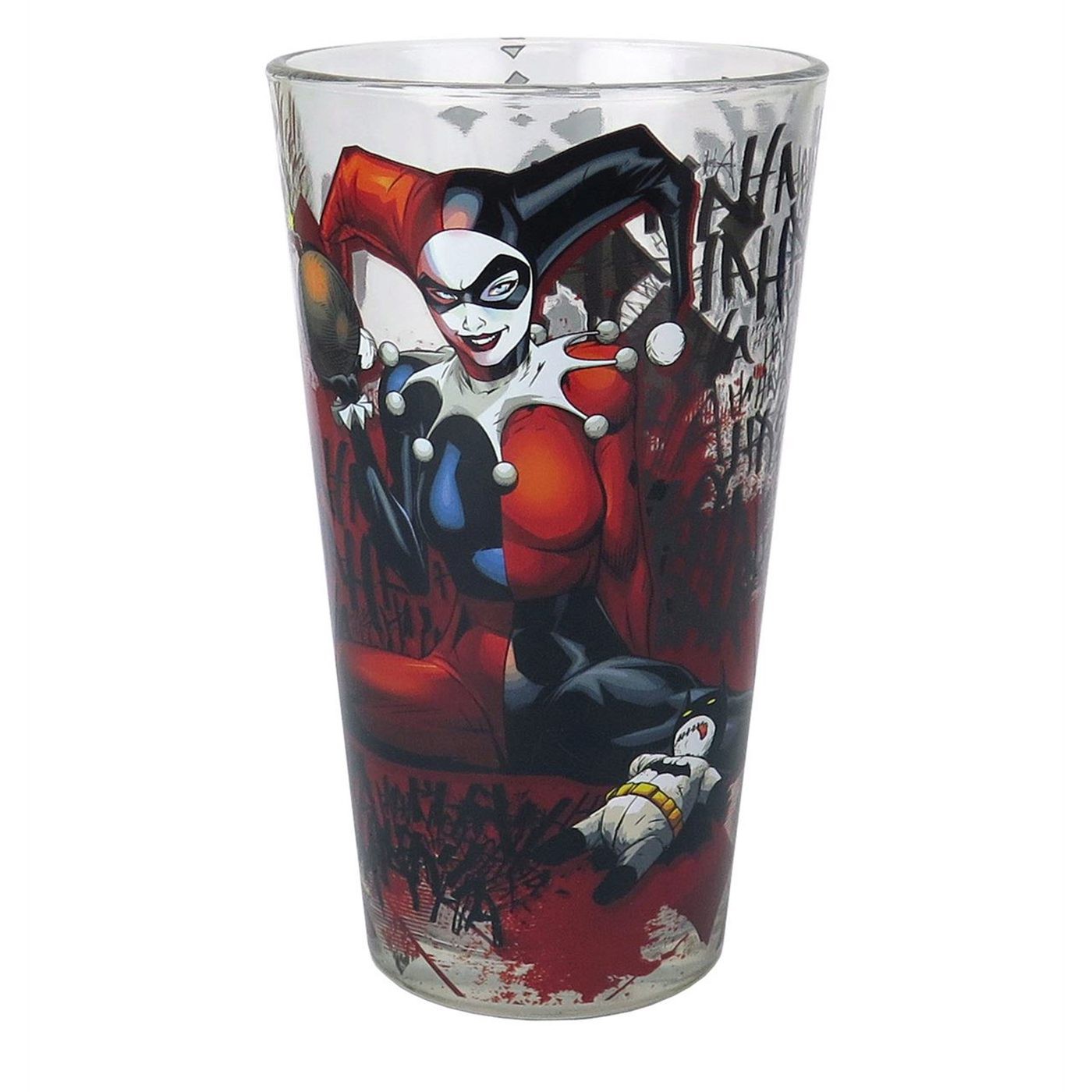 Harley Quinn Classic Comic 16oz Pint Glass, Red