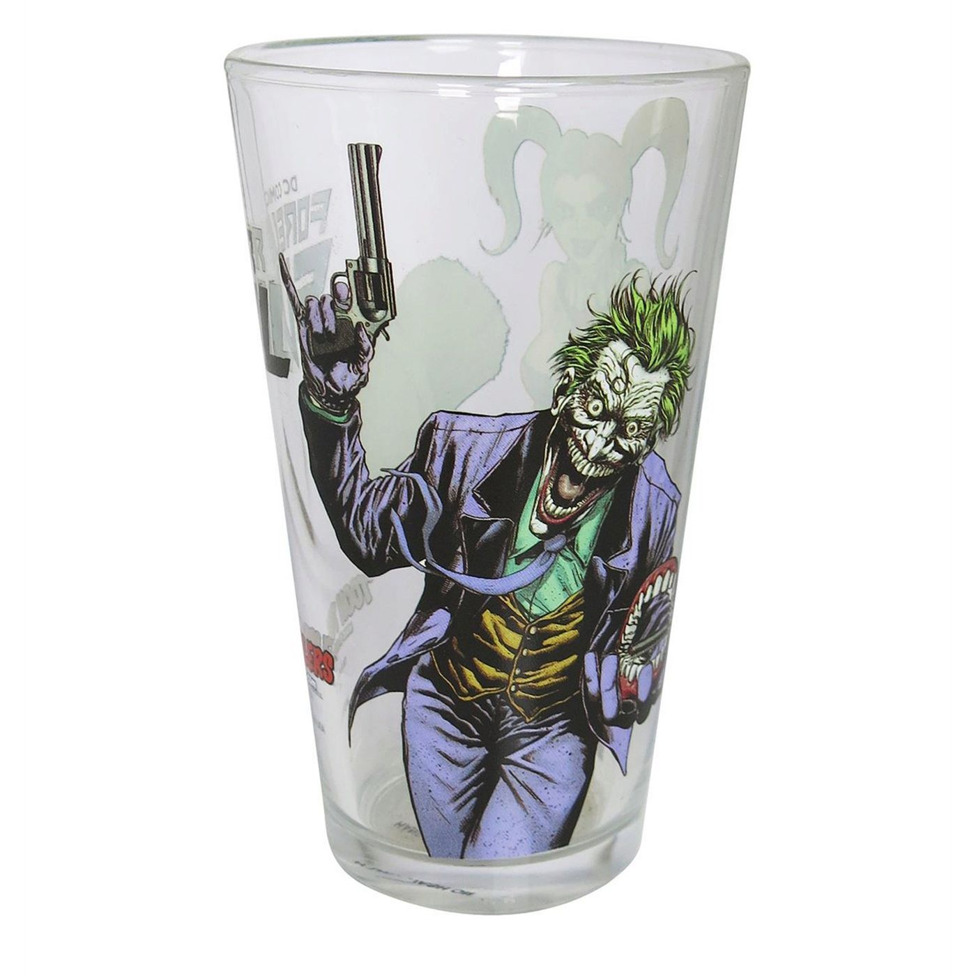 Joker and Harley Quinn Laughing Pint Glass, Purple
