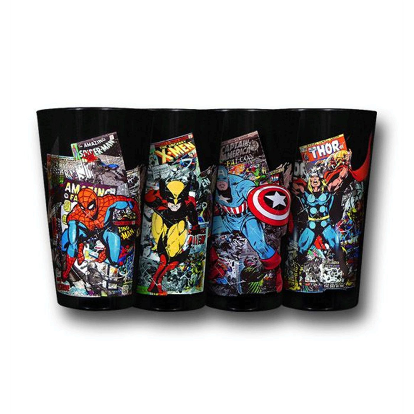Marvel Heroes Comic Background Pint Glass Set, Black