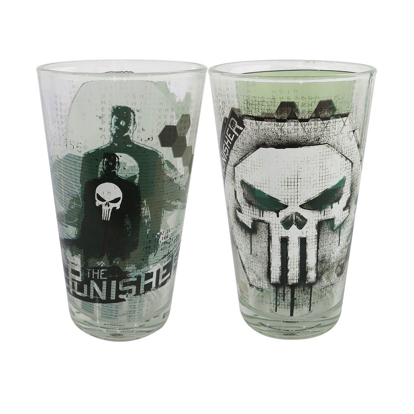Punisher Skulls 2-Piece Pint Glass Set, Clear