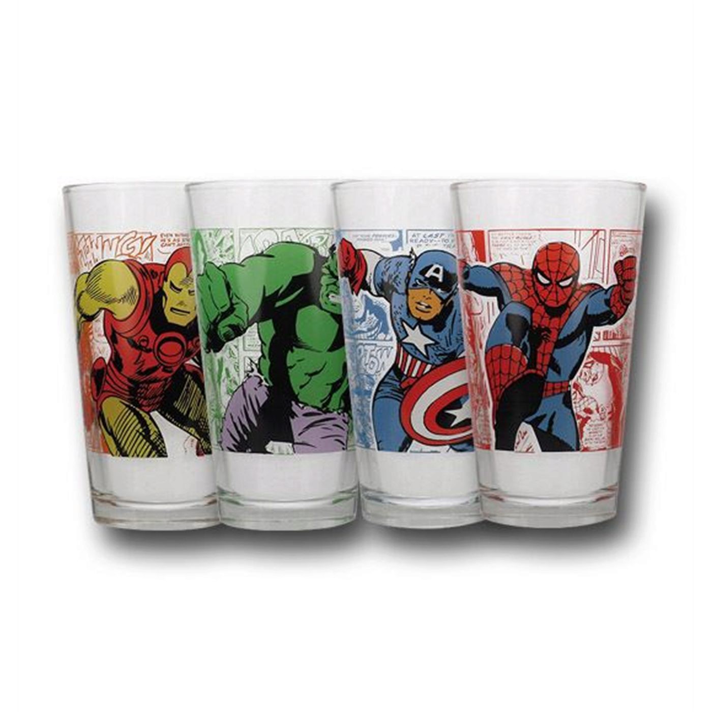 Marvel Comic Wrap 4 Pack Clear Pint Glass Set