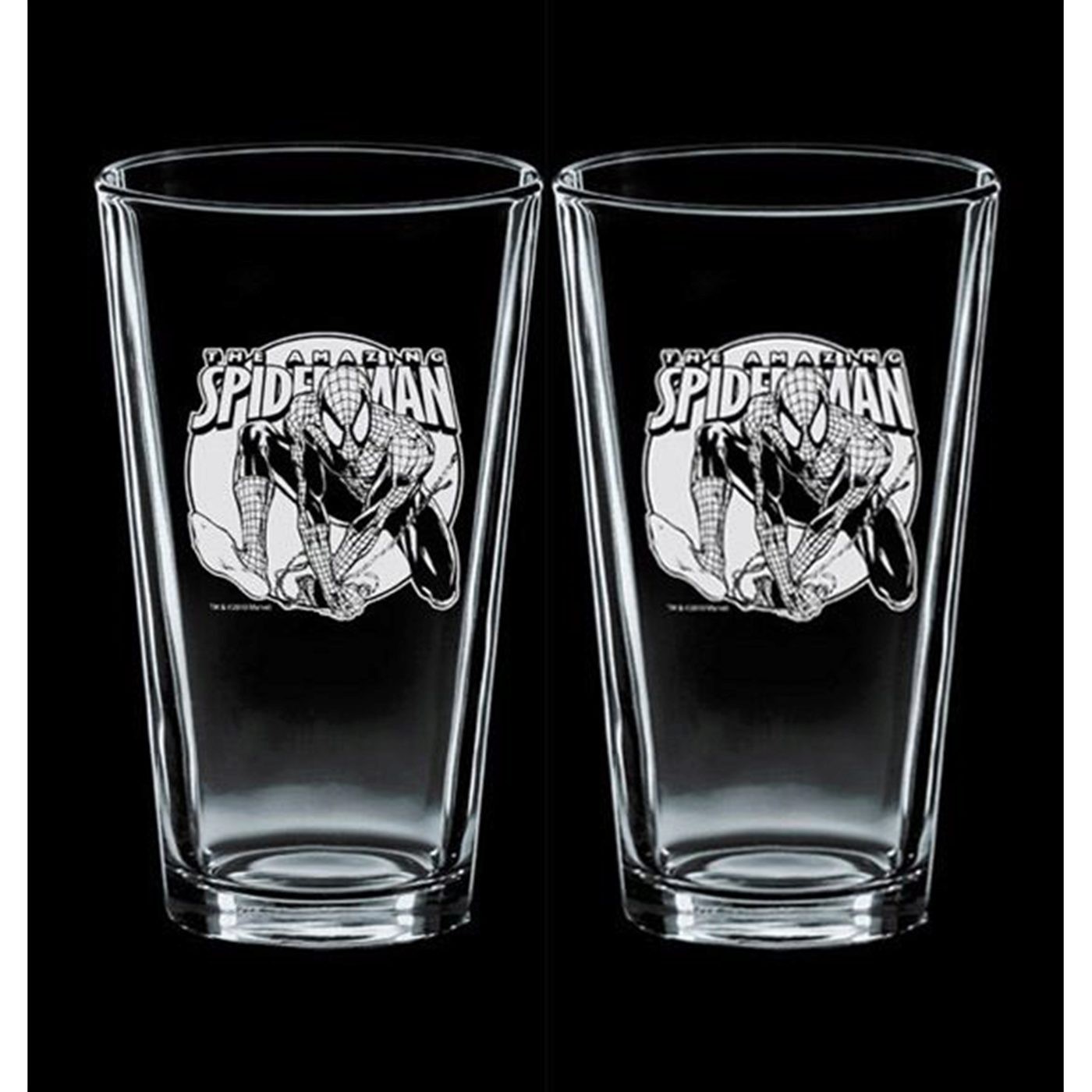 Spider-Man Etched Pint Glass Set Of Two