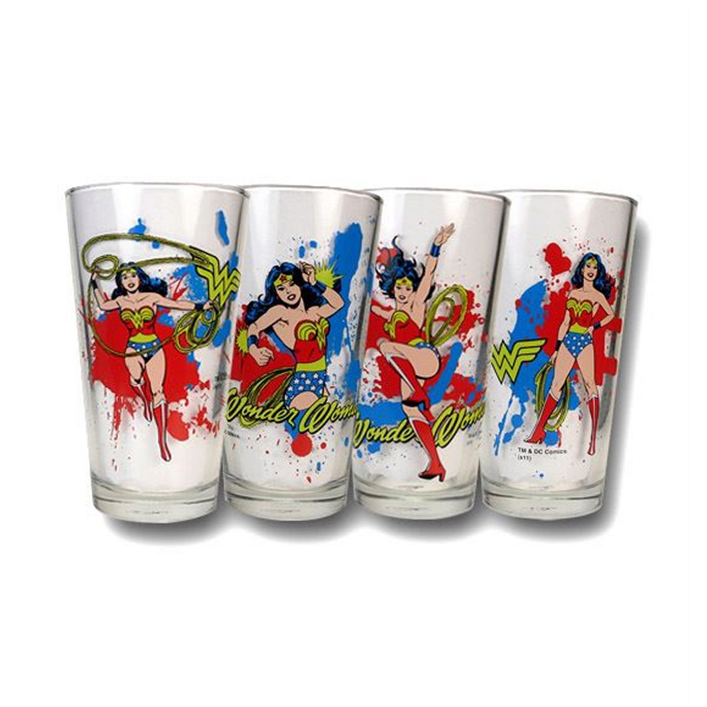Wonder Woman Paint Splotch Pint Glass Set of 4