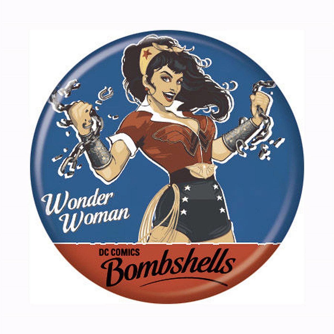Wonder Woman DC Bombshells Button, Blue